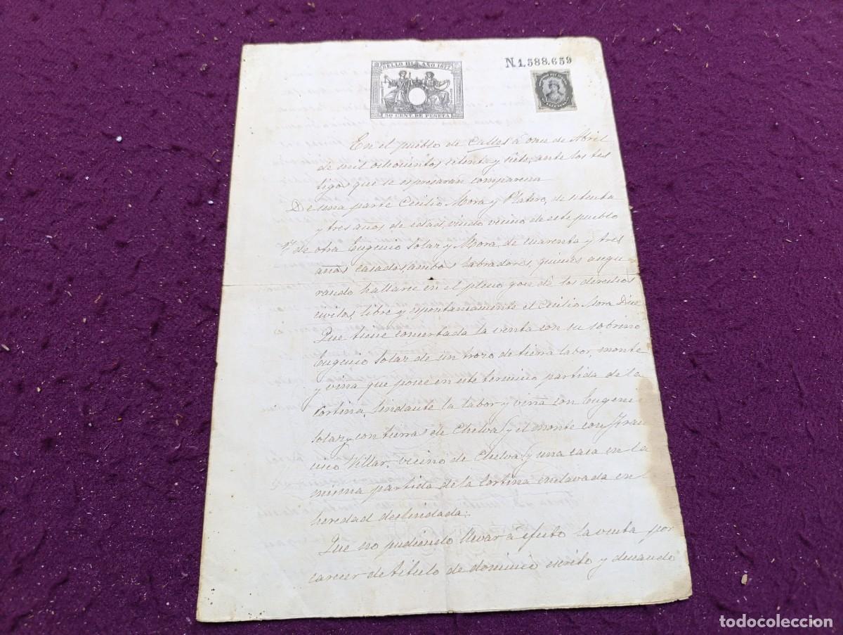 Ancient Manuscripts: AD33, Antiguo Documento Manuscrito, 1877, Calles, Valencia, con sellos y firmas / r&uacute;bricas