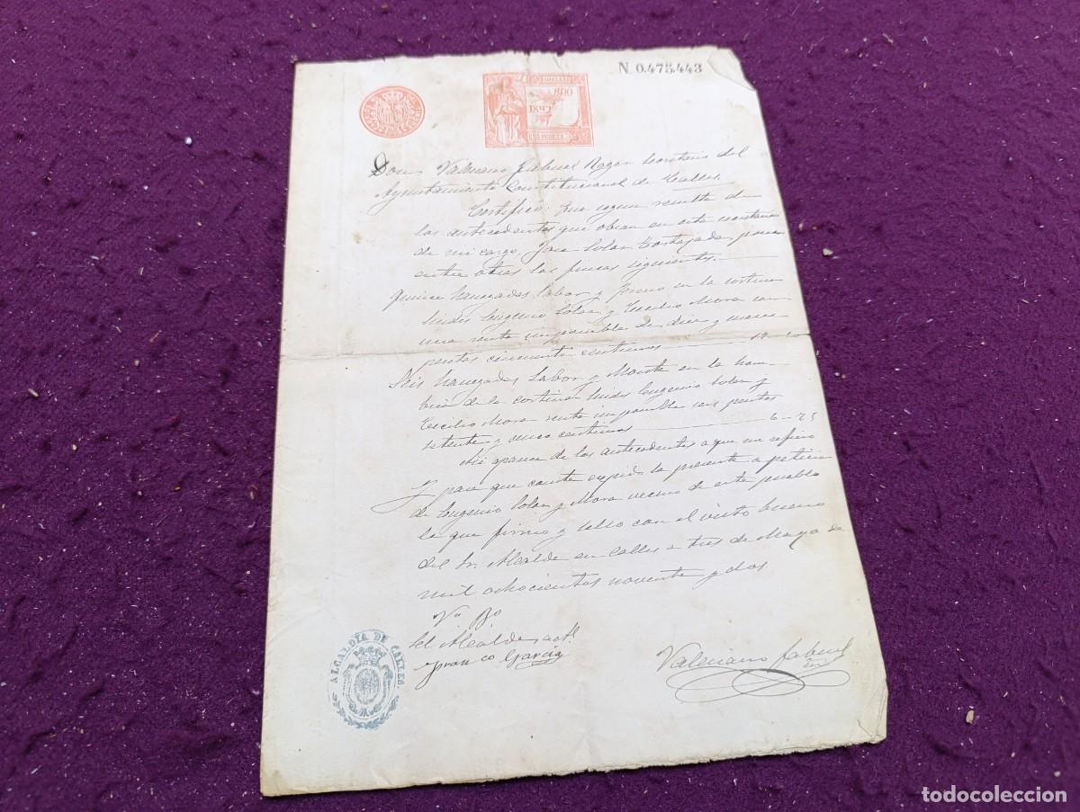 Manuscritos antiguos: AD34, Antiguo Documento Manuscrito, 1892, Calles, Valencia, con sellos y firmas / r&uacute;bricas