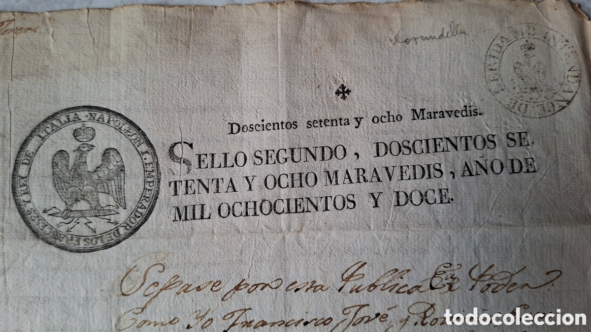 Manuscritos antiguos: Guerra independencia Napoleon timbrologia Fiscal en Catalu&ntilde;a intendencia de Lerida 1812