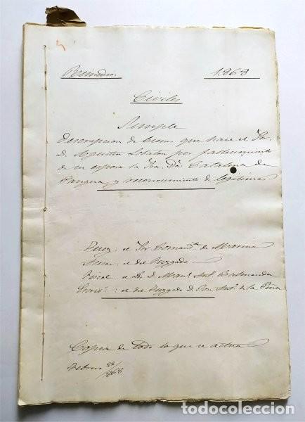 Alte Manuskripte: Descripci&oacute;n bienes y leg&iacute;tima de Agust&iacute;n Lobat&oacute;n por (+) de su esposa Catalina de Pangua. Cuba, 1868