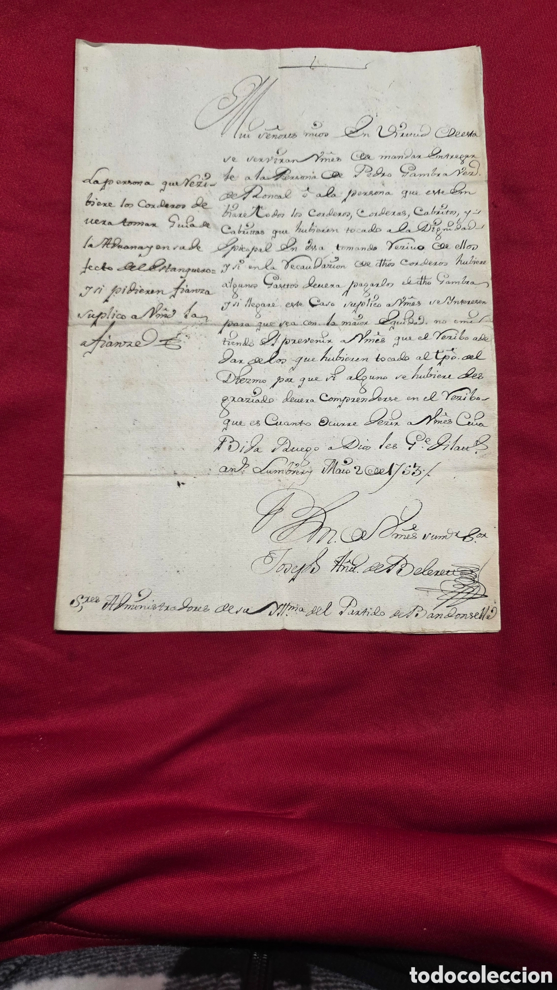 Manuscrits anciens: MANUSCRITO DE 1753 , DIEZMO