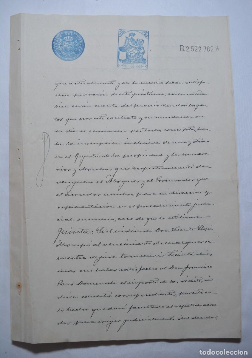 Manuscritos antigos: Manuscrito 1926 - Hipoteca en Alcoy - Enorme marca de agua - Linajes Llopis y Pons - 1926
