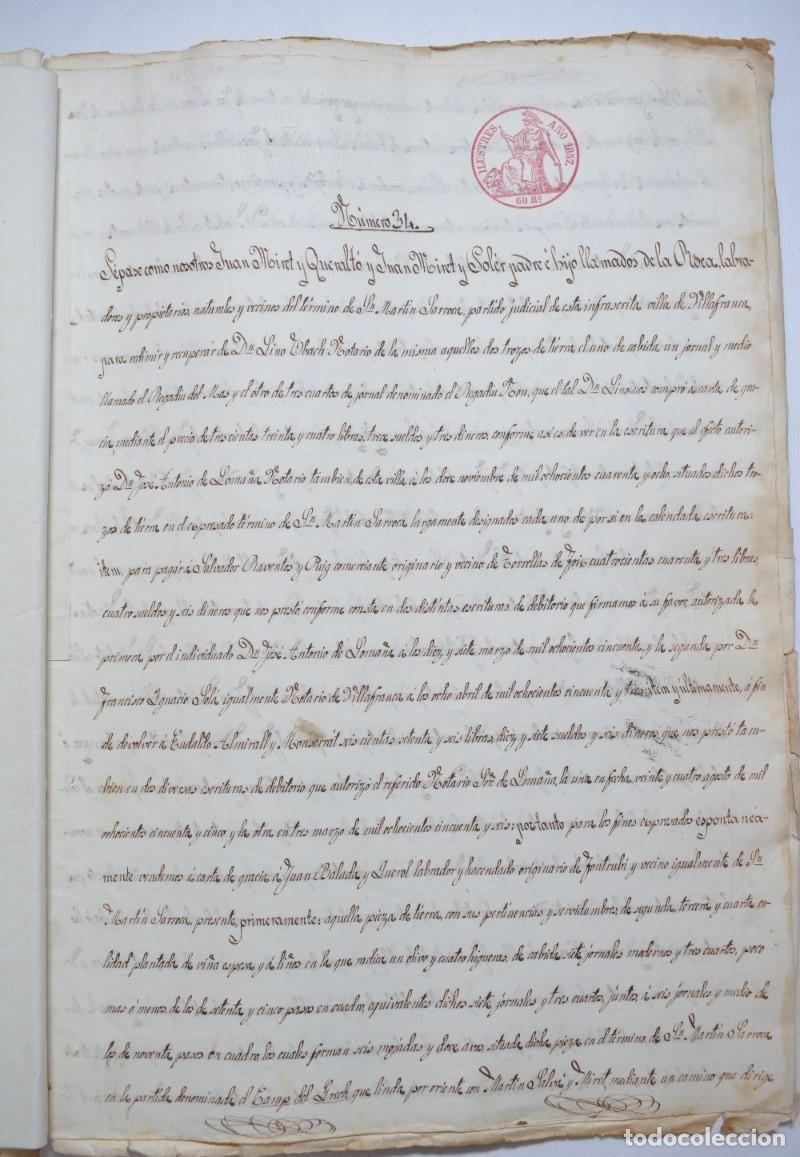 Manuscritos antigos: Manuscrito 1857 - Venta a Carta de Gracia - Vi&ntilde;edos en Sant Mart&iacute; Sarroca - Familia Miret a Balada