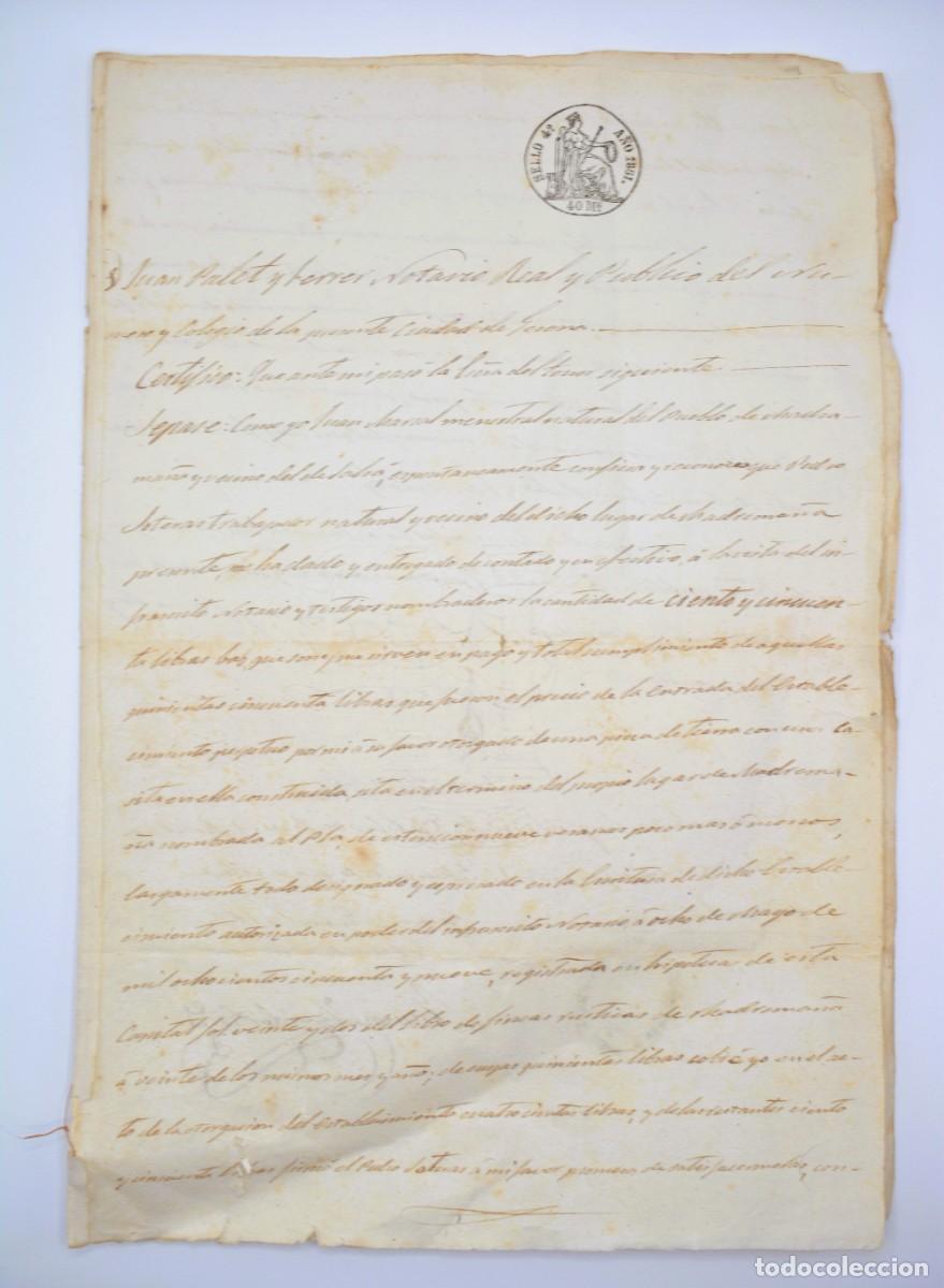 Manuscritos antigos: Manuscrito - Sello 4&ordm;, 40 maraved&iacute;s, A&ntilde;o 1861. Apoca de 150 maraved&iacute;s - 3 hojas