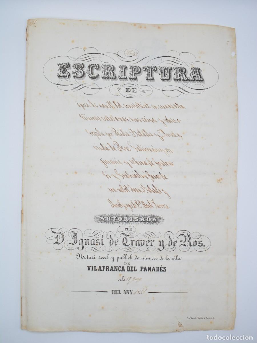 Manuscritos antigos: Manuscrito - Sello 4, 40 maraved&iacute;s1855. Apoca de cesi&oacute;n de dote - Villafranca del Panad&eacute;s - 3 hojas
