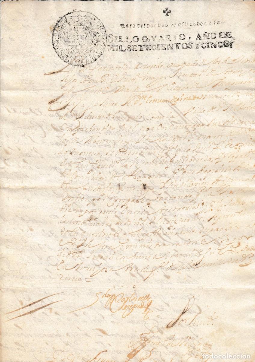 Manuscritos antiguos: 1705 TORRIJOS MAQUEDA (TOLEDO) SELLO FISCAL OFICIO 2 MRS. MESTA