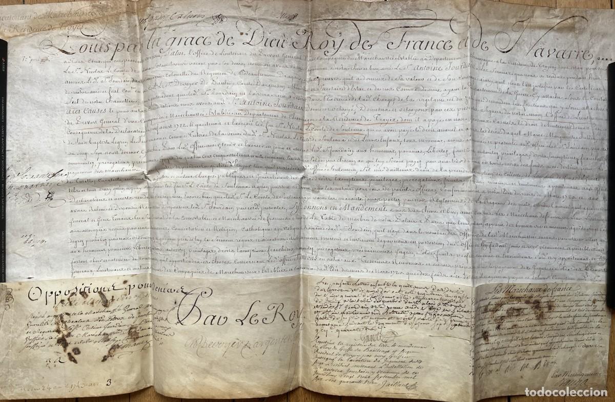 Manuscritos antiguos: LOUIS XV &ndash; Carta firmada &ndash; Nombramiento para el cargo de Preboste General &ndash; 1743