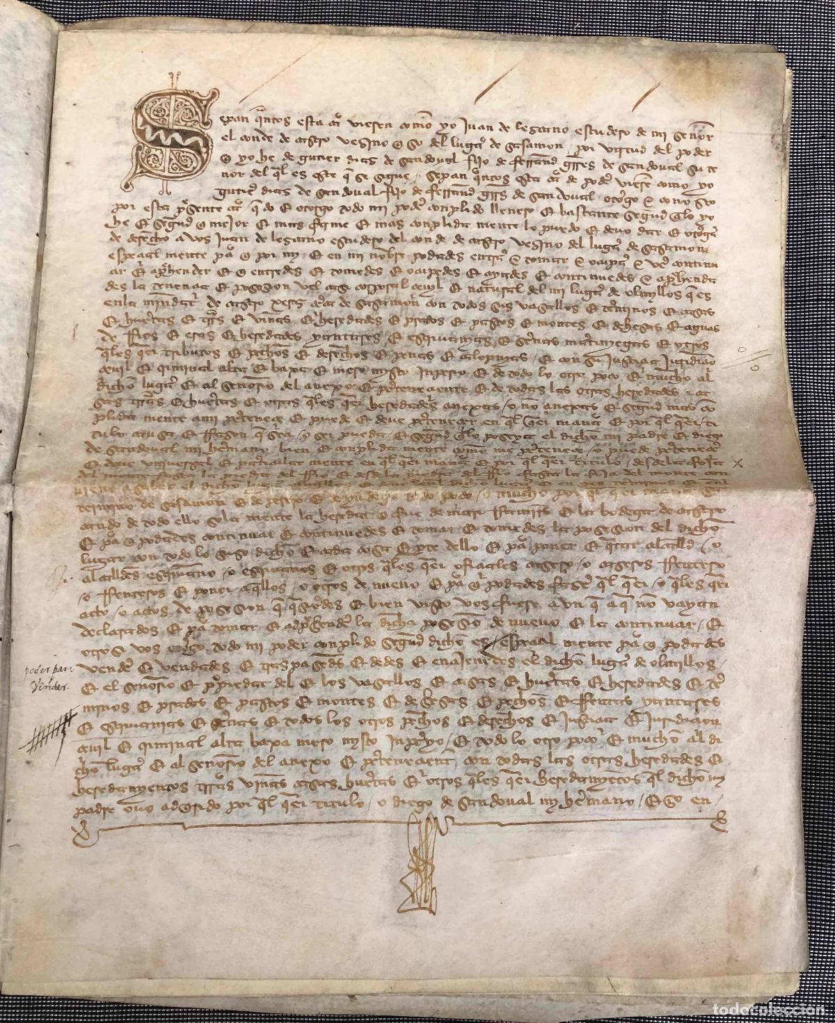 Manuscritos antiguos: VENTA DE LA VILLA DE OLMILLOS DE SASAMON, BURGOS. A&Ntilde;O 1439 sobre pergamino