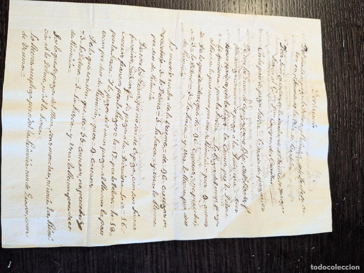 Manuscritos antiguos: 1803 BRAFIM TARRAGONA MODO DE PAGAR LA PRIMICIA Y FRUTOS DEL TERMINO DE LA VILLA