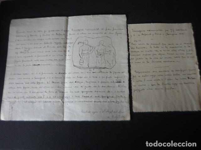 Manuscritos antiguos: TARRAGONA 1910 2 DOCUMENTOS SOBRE RELIEVE ROMANO CON DIBUJO