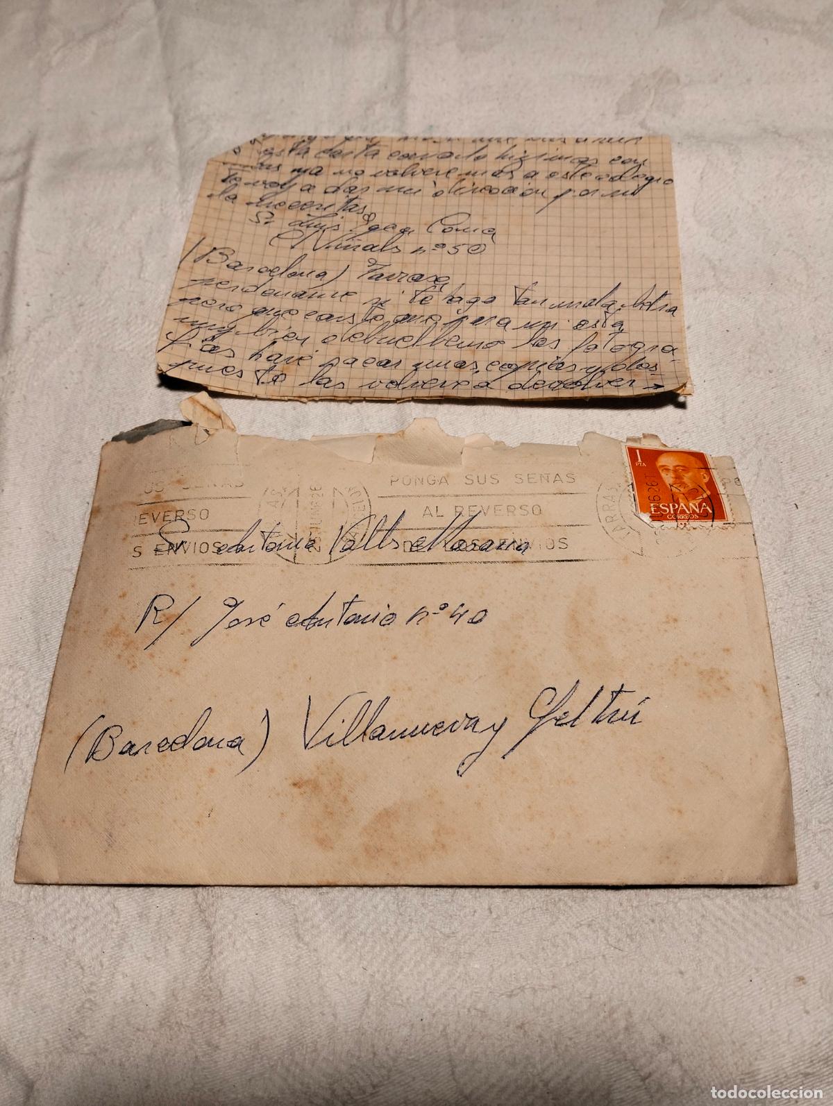 Alte Manuskripte: Carta manuscrita a bol&iacute;grafo de Vilanova y la Geltr&uacute; a&ntilde;os 60 carta familiar