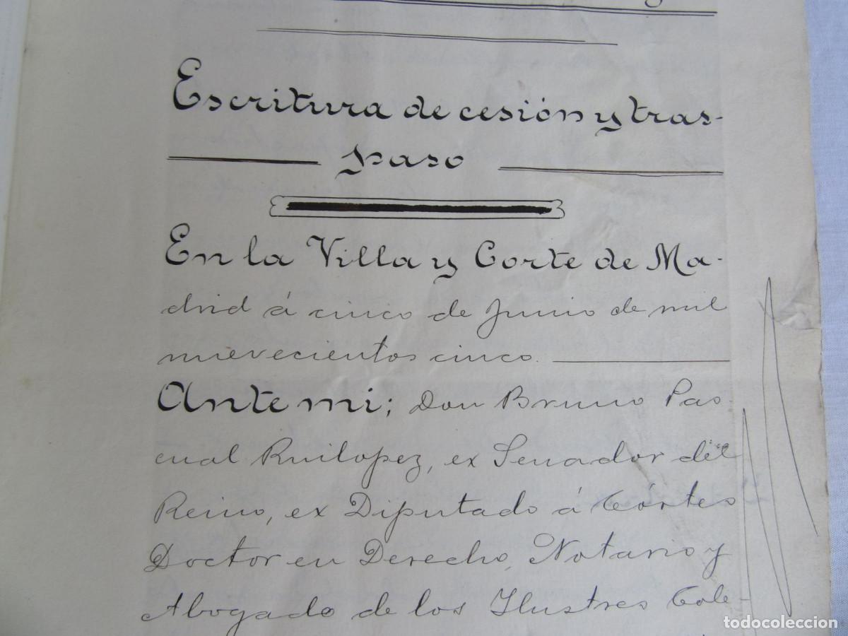 Manuscritos antiguos: Escritura de Traspaso de una tienda de Mercer&iacute;a en la calle Atocha 116 de Madrid. 1905.