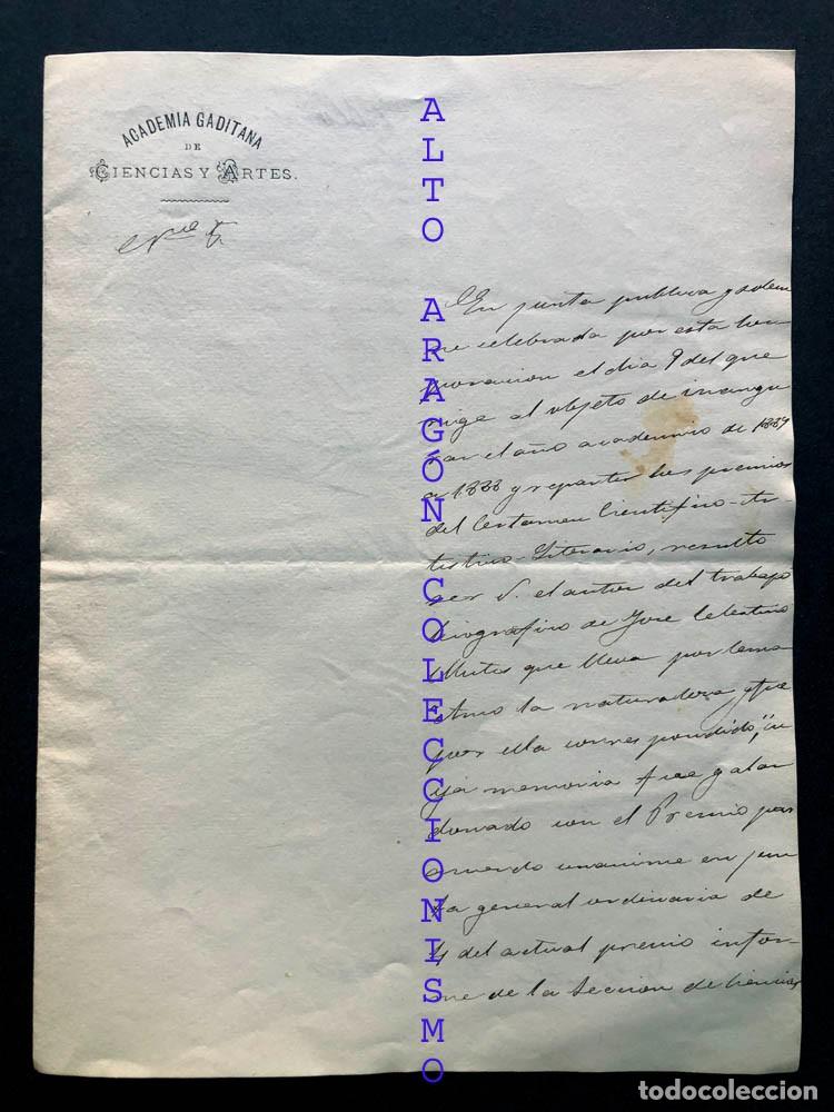 Manuscritos antiguos: PREMIO CERTAMEN 1887/ACADEMIA GADITANA ( C&Aacute;DIZ )FAUSTINO SANCHO Y GIL (escritor y pol&iacute;tico) ZARAGOZA