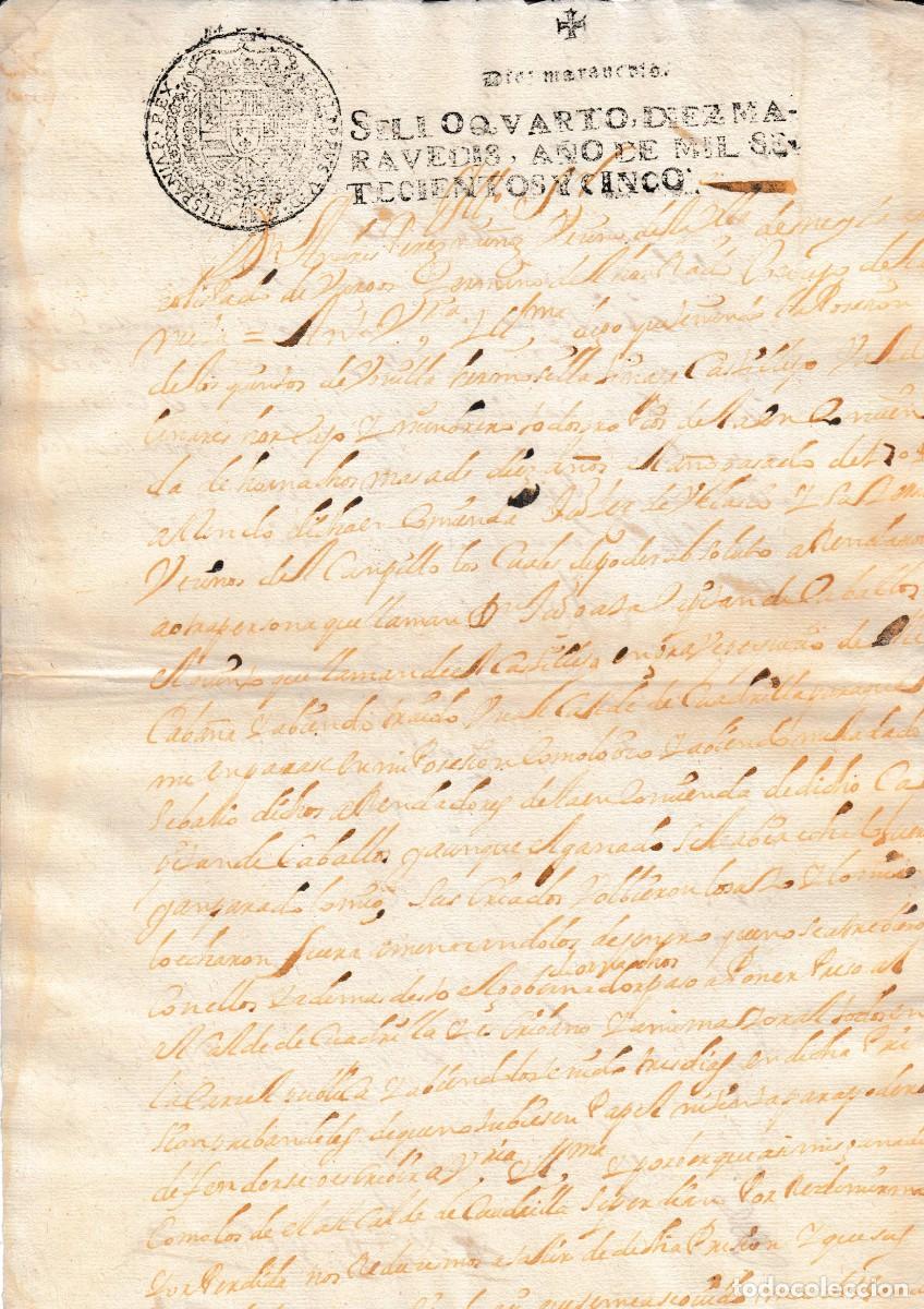Manuscritos antiguos: 1705 NEILA CAMPILLO (BURGOS) SELLO FISCAL 4&ordm; 10 MRS MESTA