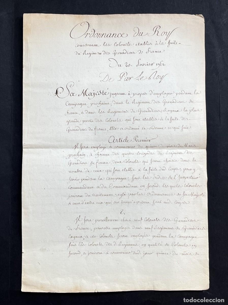 Manuscritos antiguos: LOUIS XV &ndash; Carta firmada &ndash; Guerra de los Siete A&ntilde;os &ndash; 1761