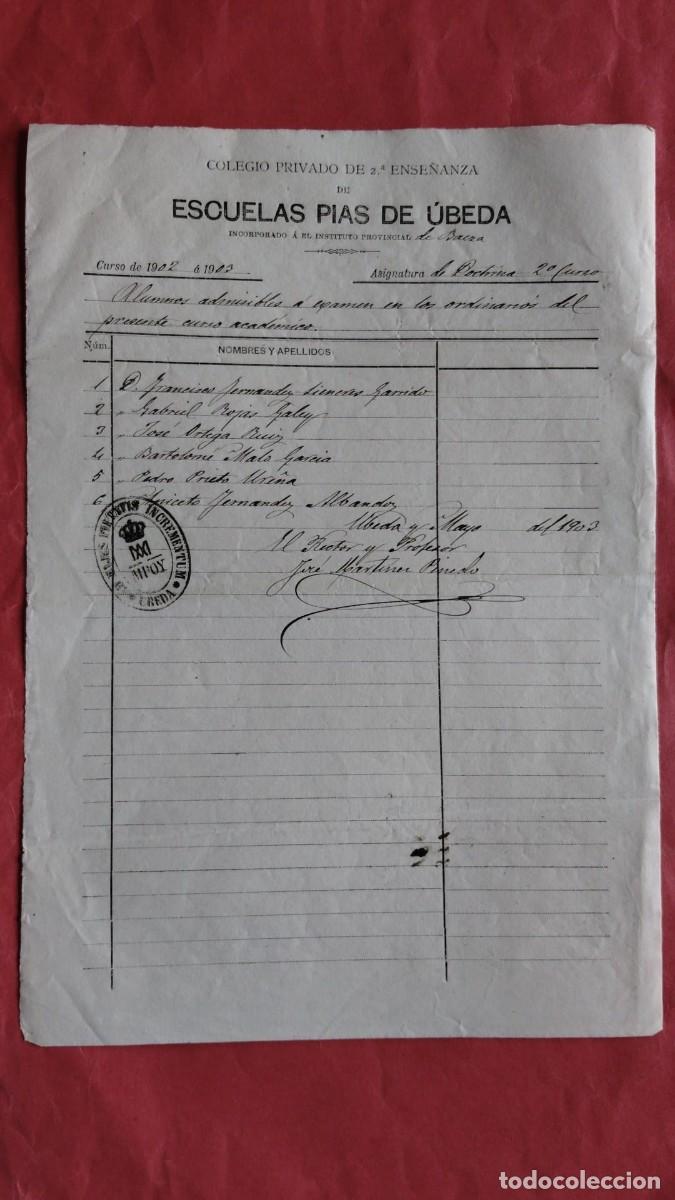 Manuscritos antiguos: ESCUELAS PIAS DE UBEDA.-COLEGIO PRIVADO DE SEGUNDA ENSE&Ntilde;ANZA.-MANUSCRITO.-UBEDA.-A&Ntilde;O 1903.