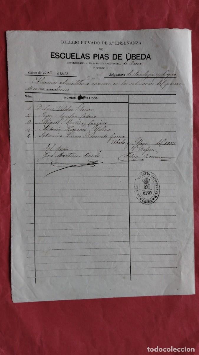 Manuscritos antiguos: ESCUELAS PIAS DE UBEDA.-COLEGIO PRIVADO DE SEGUNDA ENSE&Ntilde;ANZA.-MANUSCRITO.-UBEDA.-A&Ntilde;O 1903.