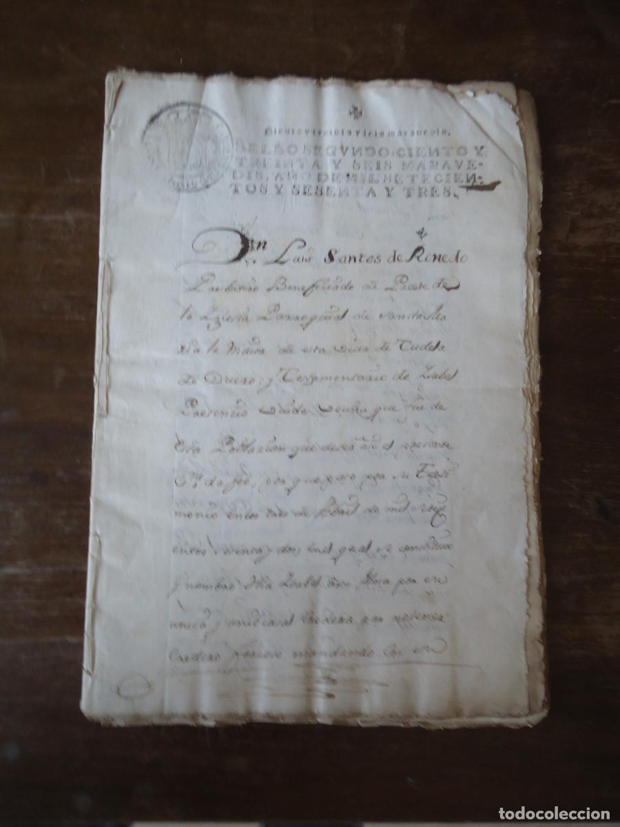 Manuscritos antiguos: Tudela de Duero Valladolid. 1763. Iglesia Parroquial de Santa Mar&iacute;a La Mayor. 3 manuscritos