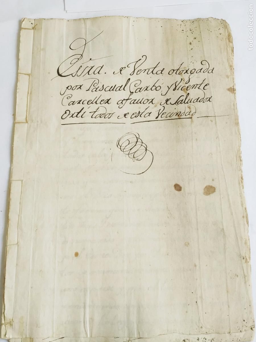 Manuscritos antiguos: Manuscrito venta P Carbo de Ares del Maestre (Castello) 1810