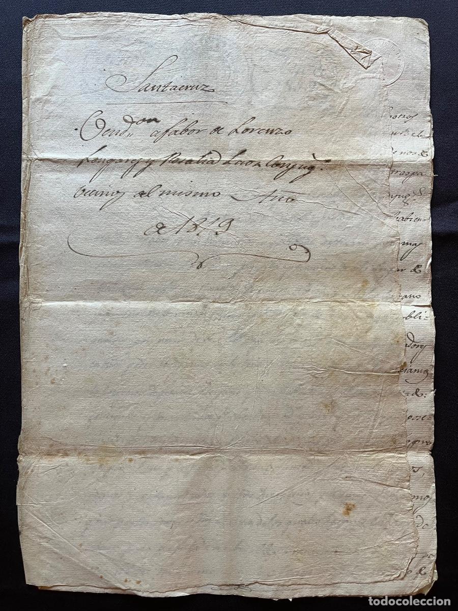Manuscritos antiguos: Santa Cruz de Grio 1819, Escritura de compraventa de un terreno.