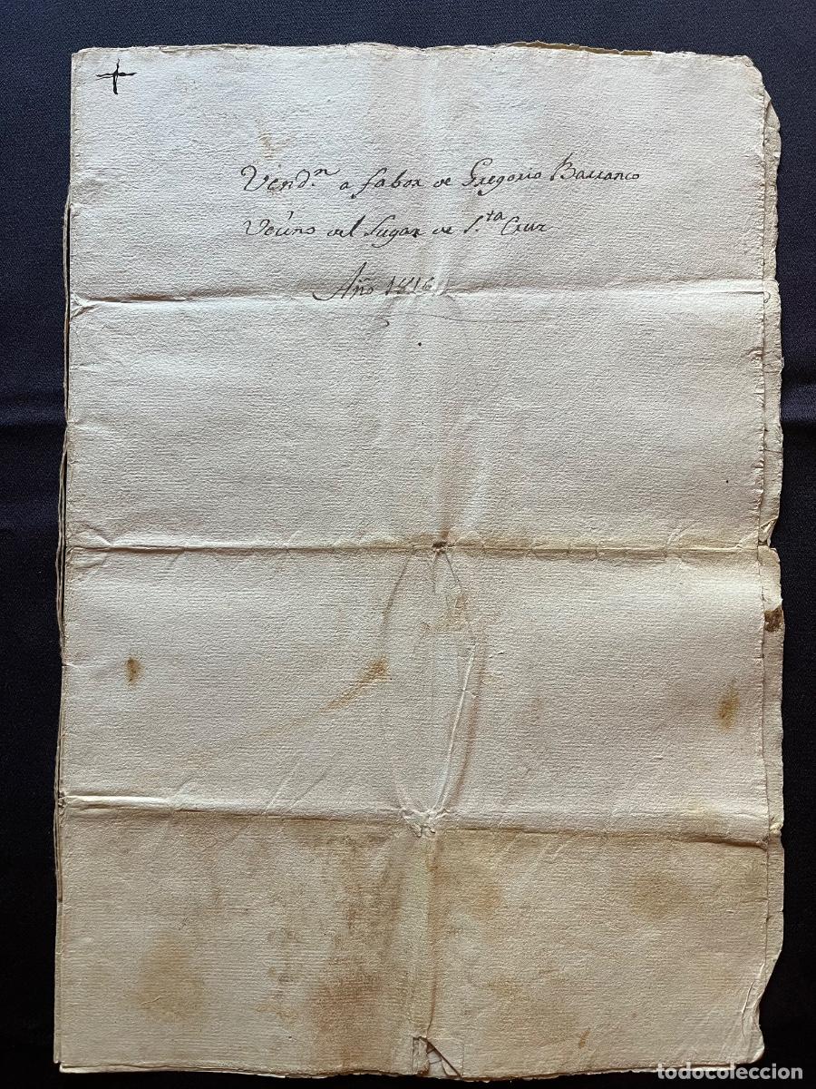 Manuscritos antiguos: Santa Cruz de Gr&iacute;o 1816, Escritura de compraventa de 2 fincas.