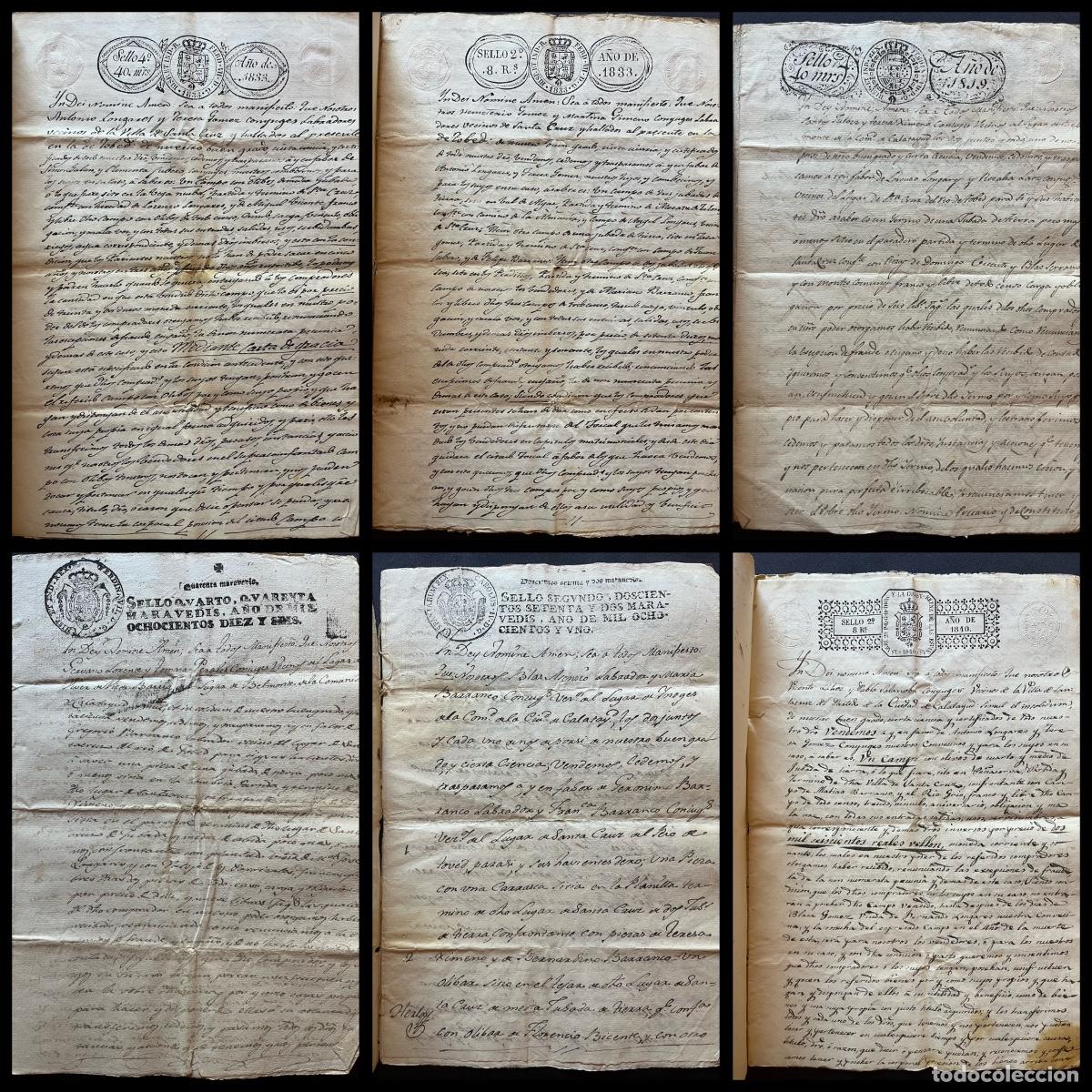 Manuscritos antiguos: Conjunto de 6 escrituras y documentos agrarios aragoneses (1801&ndash;1840)
