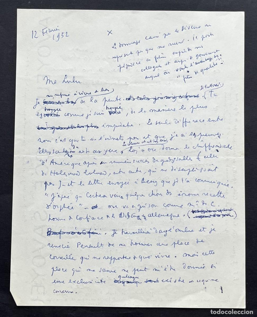 Manuscritos antiguos: Jean Cocteau &ndash; Carta Autografiada &ndash; &ldquo;Orfeo&rdquo; y la Ruina &ndash; 1952