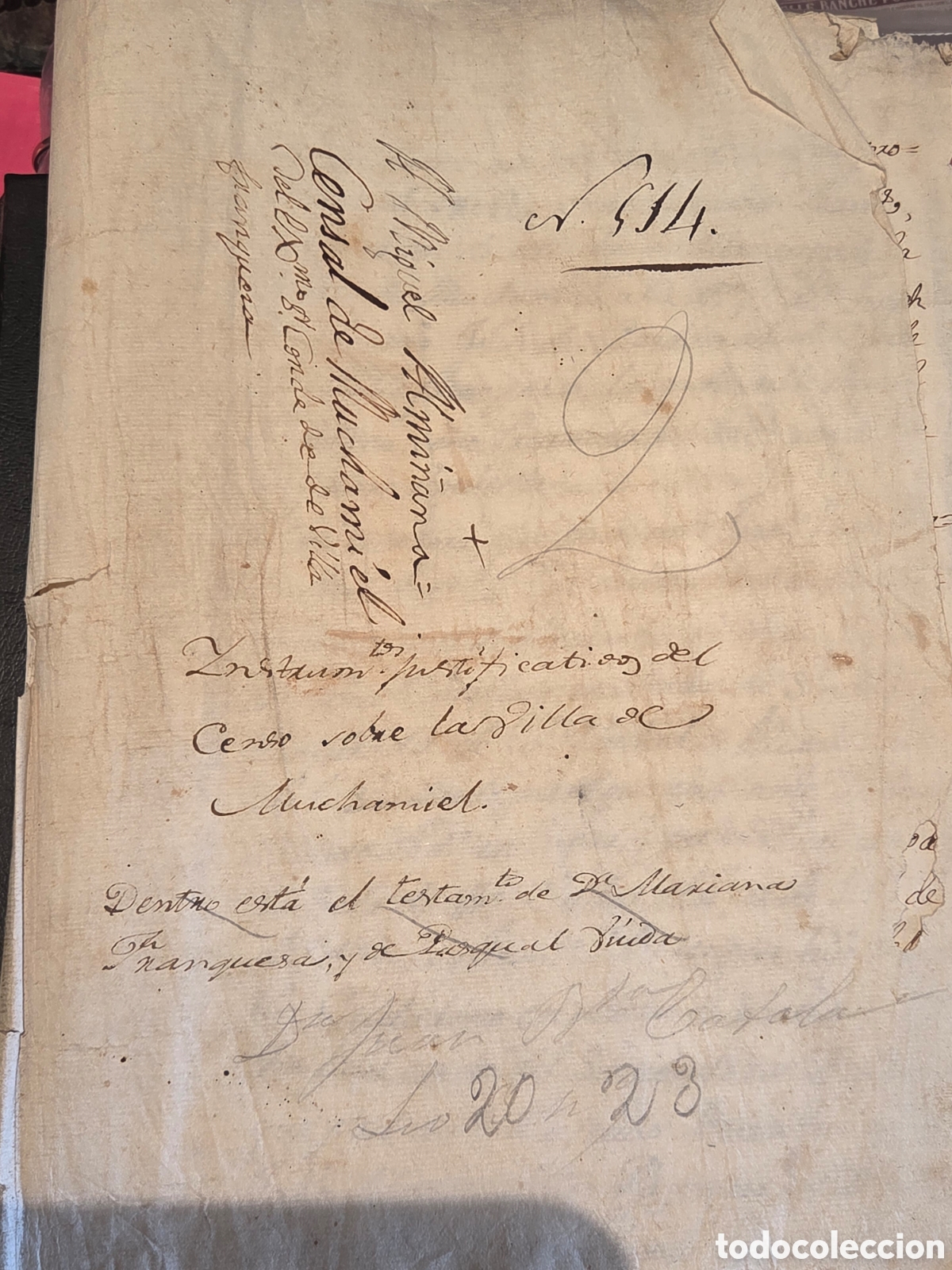 Manuscritos antiguos: MUCHAMIEL, ALICANTE 1670 MANUSCRITO
