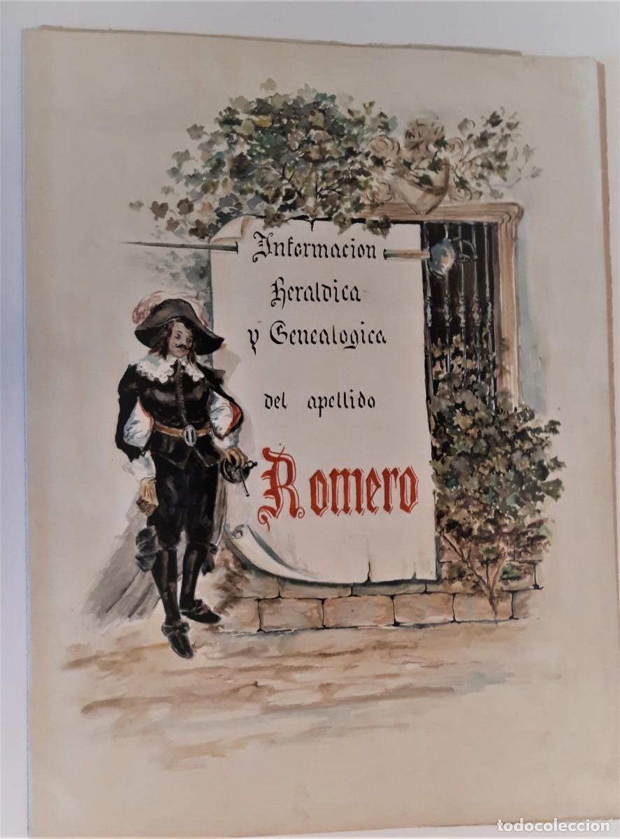 Manuscritos antiguos: Informaci&oacute;n Her&aacute;ldica y Geneal&oacute;gica del apellido Romero. A&ntilde;o 1901. Mide 32 x 24 cm.