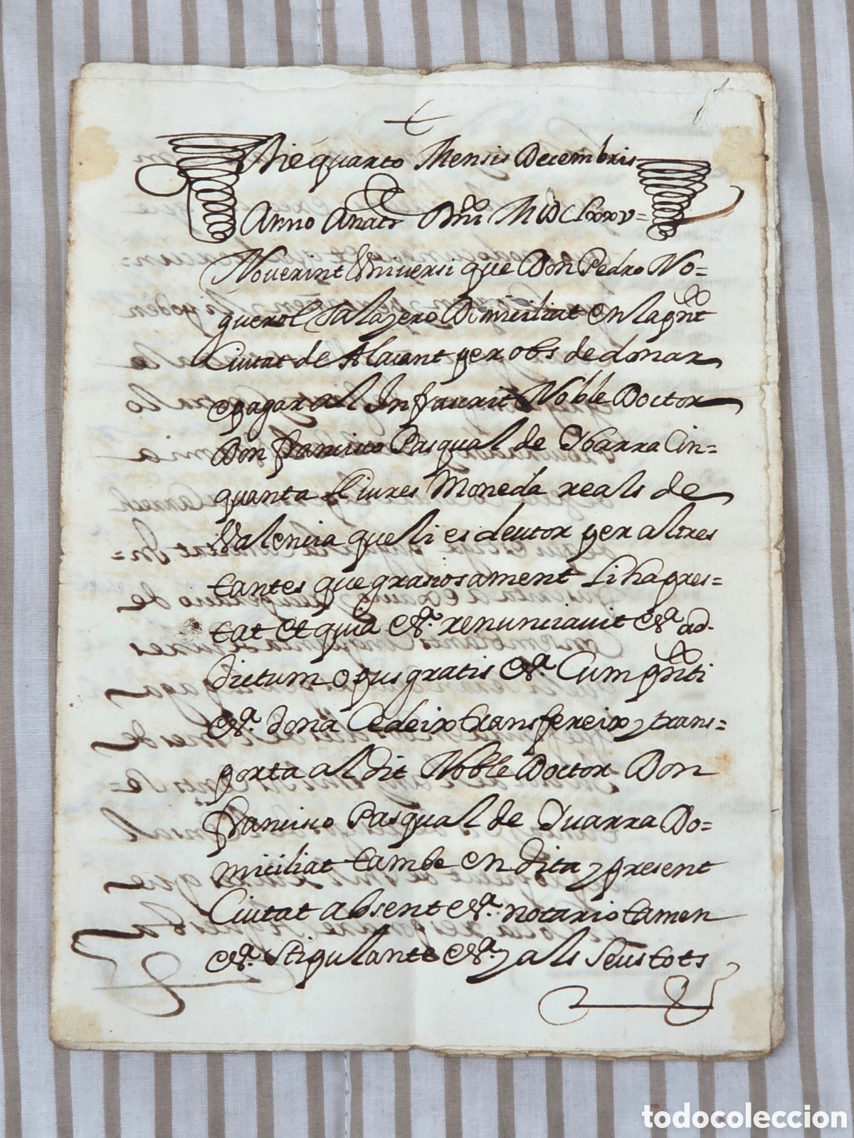 Manuscritos antiguos: ALICANTE 1675 APOCA, RECIBO MANUSCRITO EN VALENCIANO.