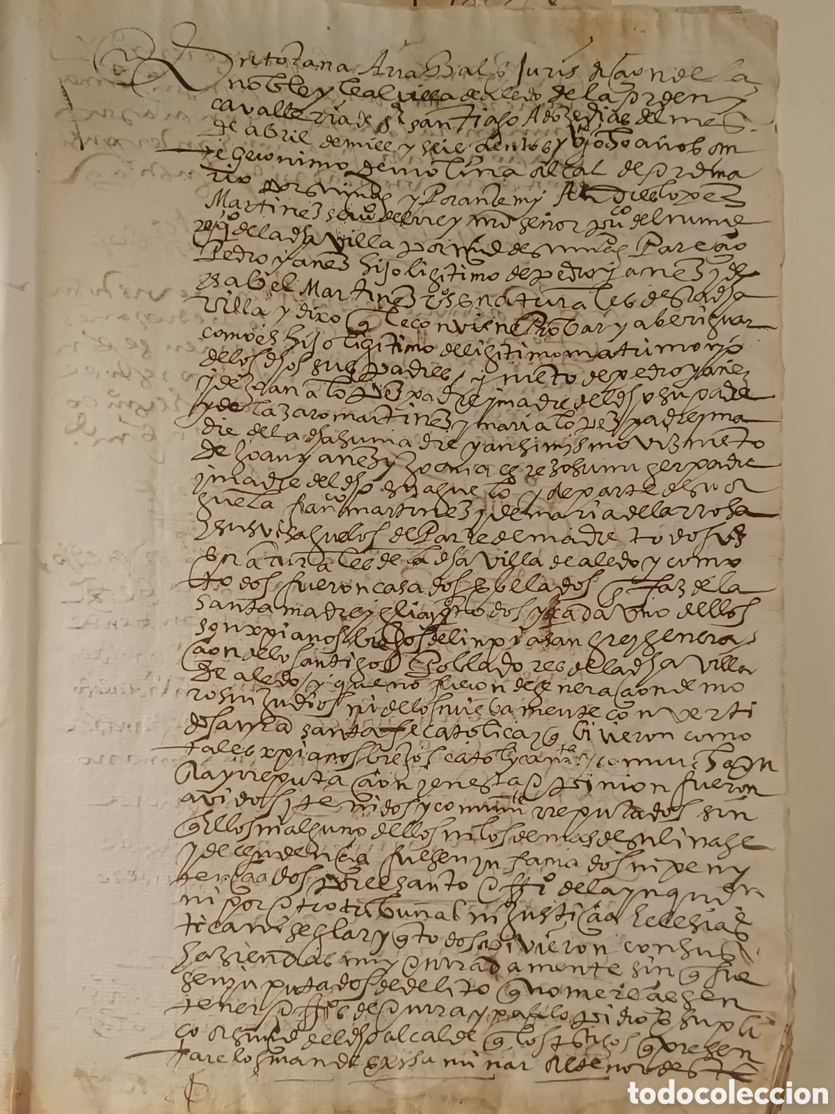 Manuscritos antiguos: EXPEDIENTE DE LIMPIEZA DE SANGRE Y NOBLEZA DE PEDRO YA&Ntilde;ES. VILLA DE ALEDO (MURCIA), 1628.