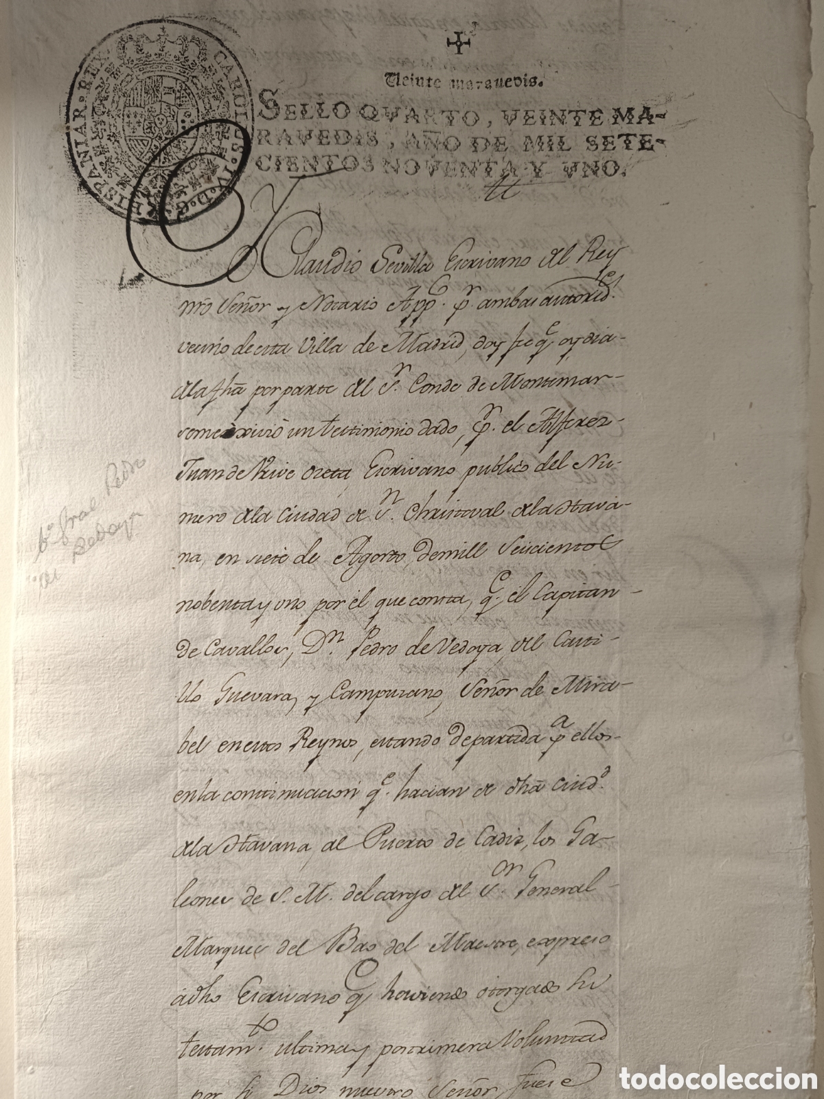 Manuscritos antiguos: MANUSCRITO 1791 CONDE DE MONTEMAR. TRALADO INDIAS LA HABANA PERU EXPEDIENTE GENERAL VEDOYA BAUTISMO
