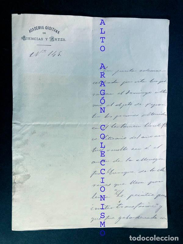 Manuscritos antiguos: PREMIO CERTAMEN 1885/ACADEMIA GADITANA ( C&Aacute;DIZ )FAUSTINO SANCHO Y GIL (escritor y pol&iacute;tico) ZARAGOZA
