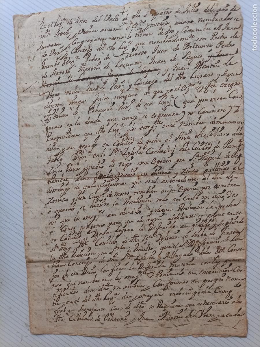 Manuscritos antiguos: Azoz, Navarra, 1720. Documento