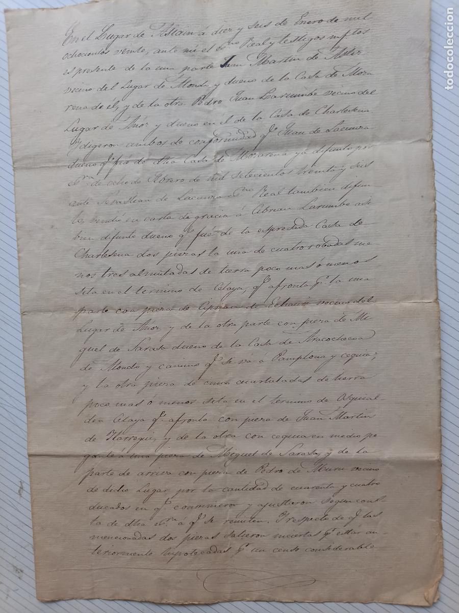 Manuscritos antiguos: Asi&aacute;in, Navarra, 1820. Documento