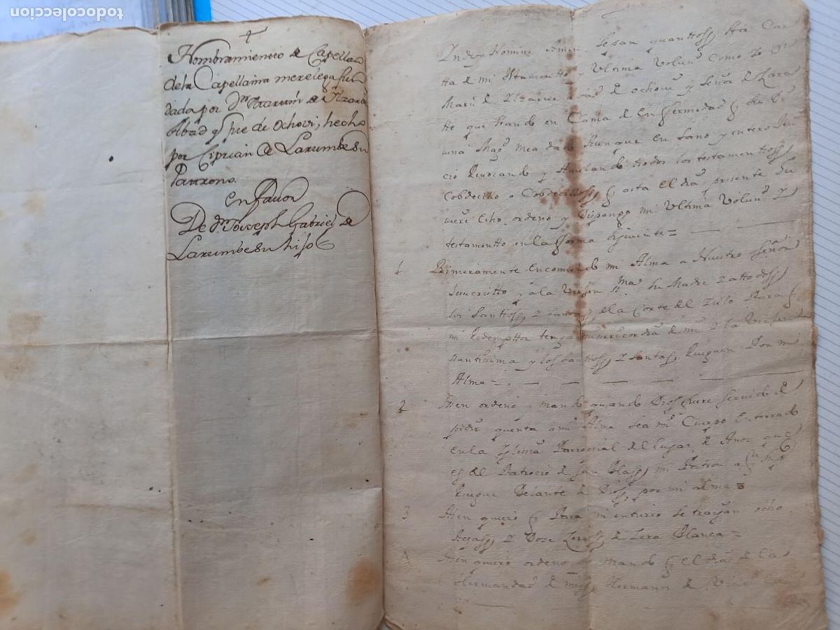 Manuscritos antiguos: Navarra. Nombramiento de capell&aacute;n. Abad de Ochovi, 1661