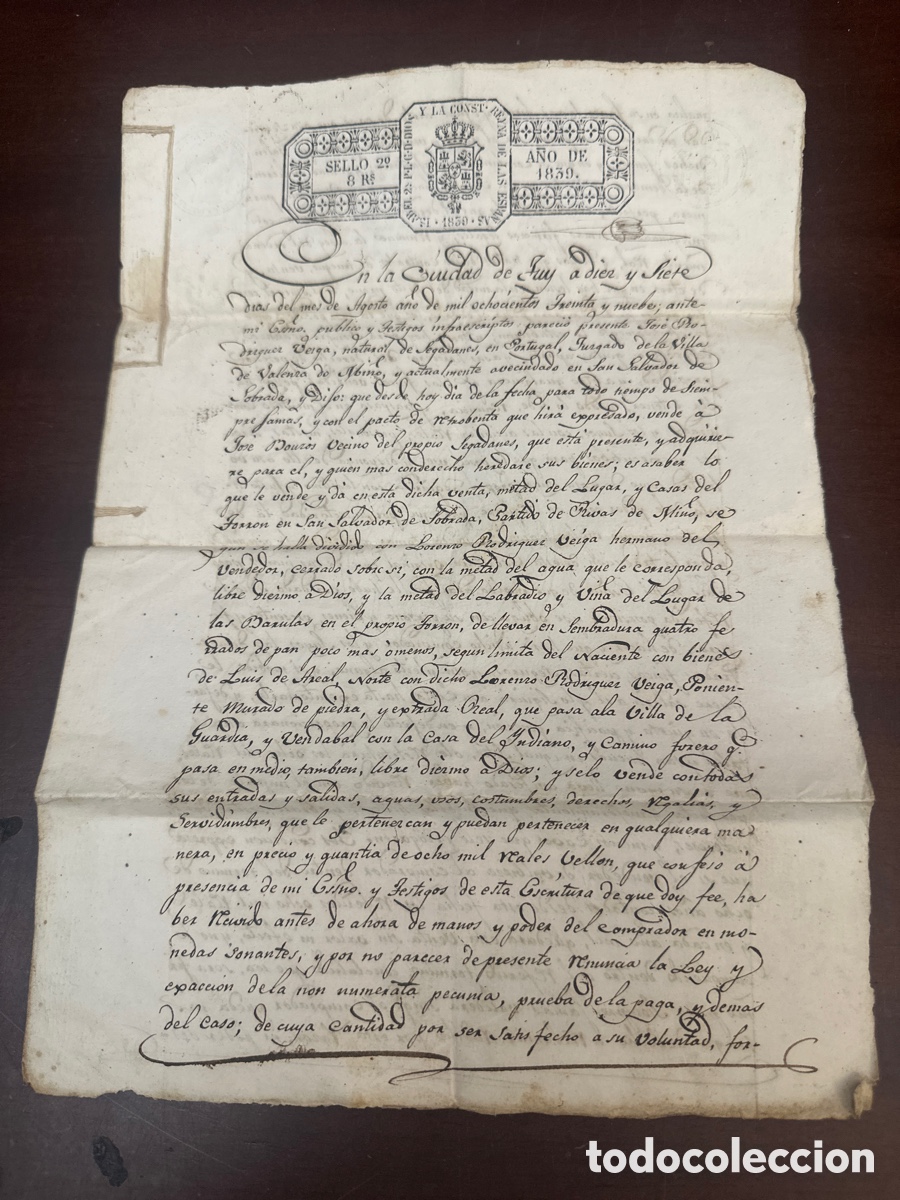 Manuscritos antiguos: DOCUMENTO MANUSCRITO 4 P&Aacute;G. TIMBRE 1834 SELLO 2&ordm; 8RS TUY ( PONTEVEDRA )
