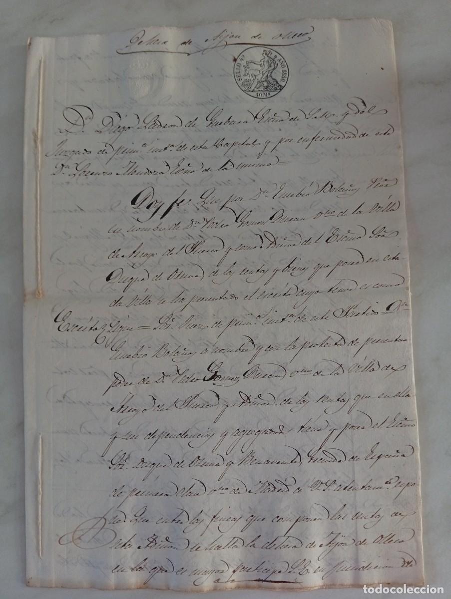 Manuscritos antiguos: EXTENSO DOCUMENTO SUBASTA ARRIENDO DE DEHESAS. DUQUES DE OSUNA / CONDES DE BENAVENTE. CACERES 1850
