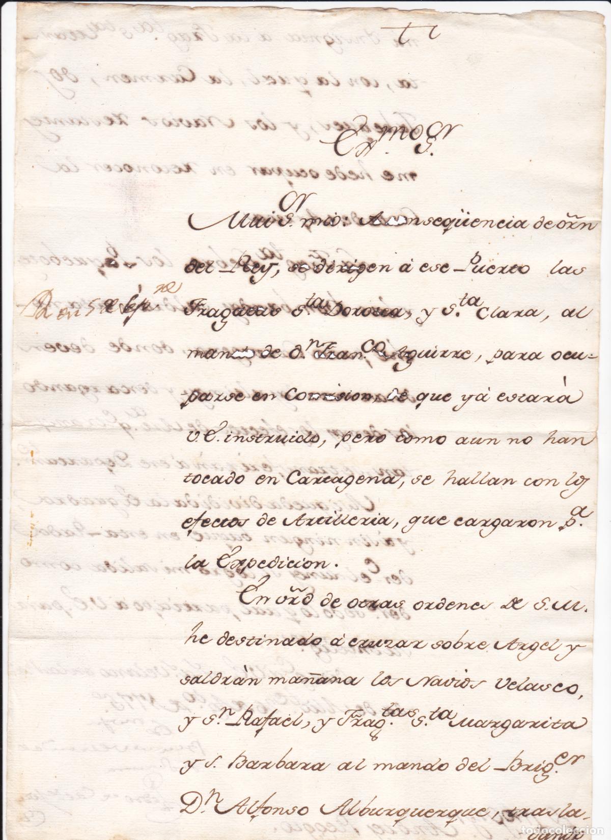 Manuscritos antiguos: Documento relacionado con la Expedici&oacute;n a Argel en 1775.Por el Brigadier Alfonso de Alburquerque.