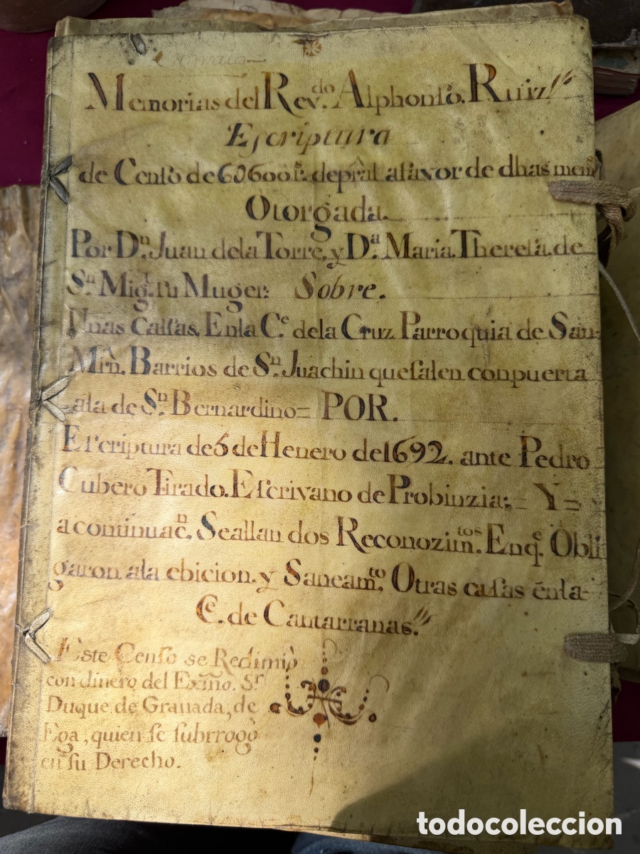 Manuscritos antiguos: Manuscrito censo duque de granada convento