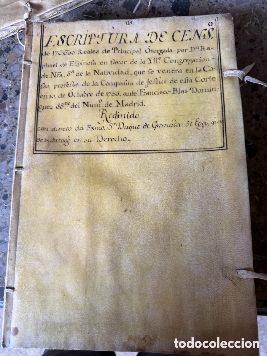 Manuscritos antiguos: Escritura de censo Madrid compa&ntilde;&iacute;a de Jes&uacute;s duque de granada