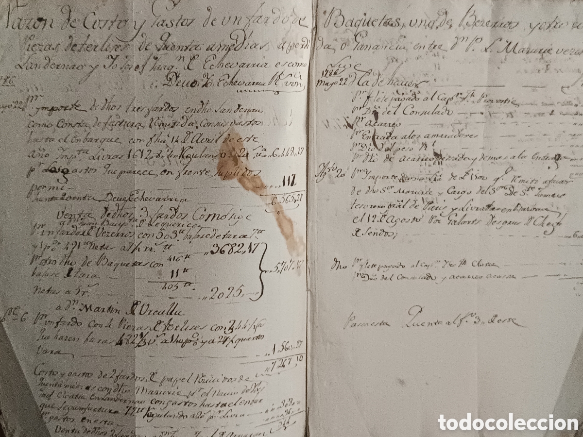 Manuscritos antiguos: MANUSCRITO COMERCIAL VASCO BILBAO LIBRO DE CUENTAS- 1786-1790- ECHEVARRIA, IMPORTACION CUEROS...