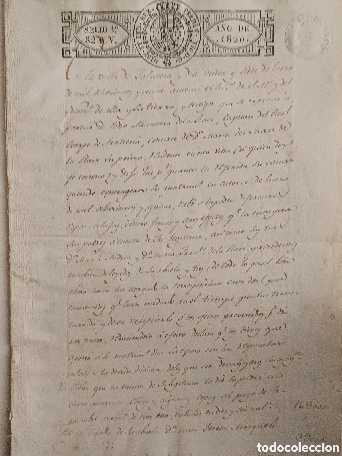 Manuscritos antiguos: MANUSCRITO 1820 TALAVERA DE LA REINA GRAN DOTE MATRIMONIAL Y JOYERO DE CAPITAN DE ARTILLER&Iacute;A 58.441