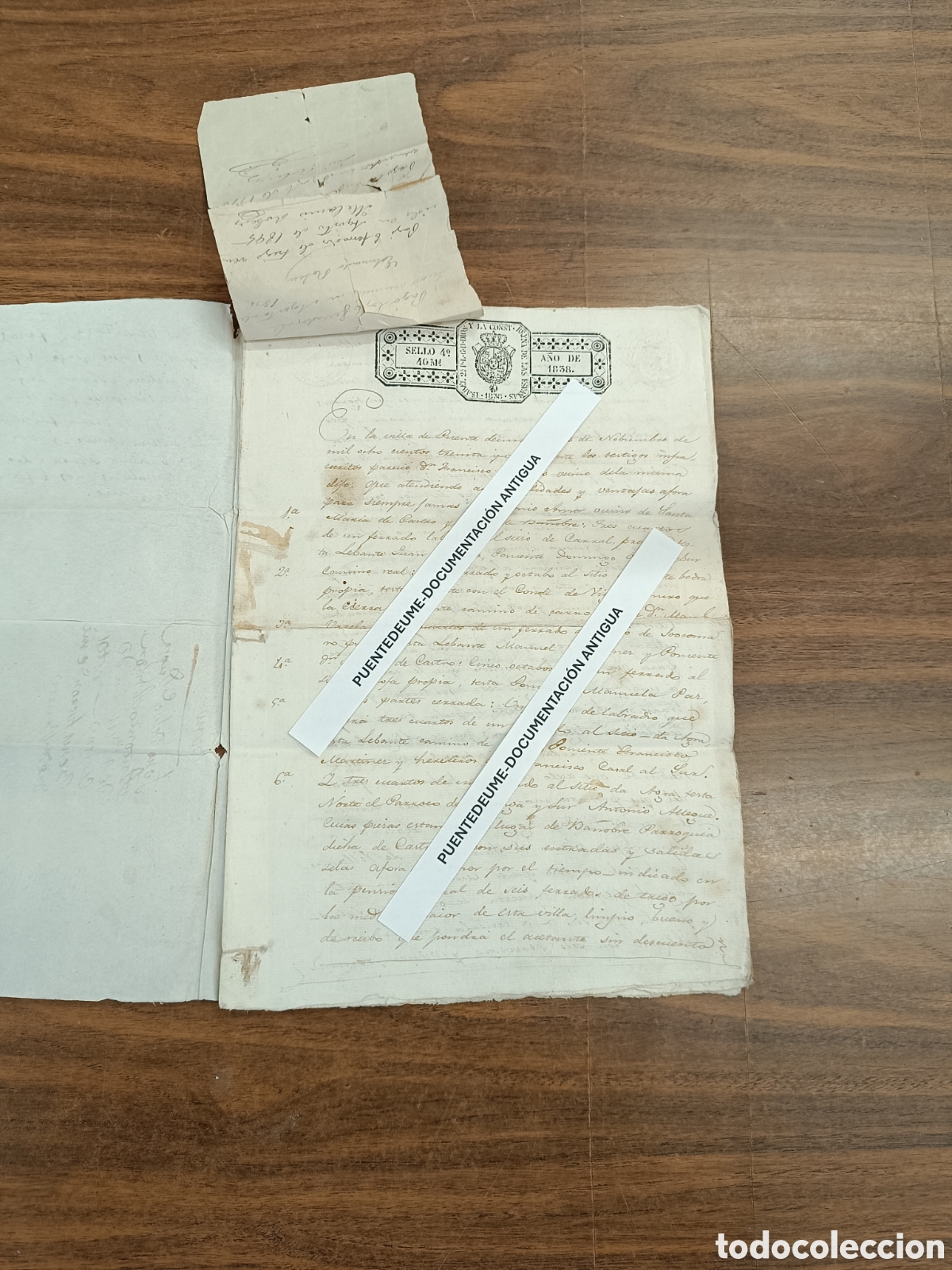 Manuscritos antiguos: Pontedeume Puentedeume 1838 Ba&ntilde;obre escritura manuscrito de foro