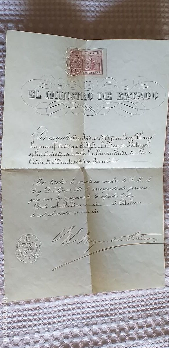 Manuscritos antiguos: EL MINISTRO DE ESTADO-V40-REY DE PORTUGAL-REY D.ALFONSO XIII-SAN SEBASTIAN 1896