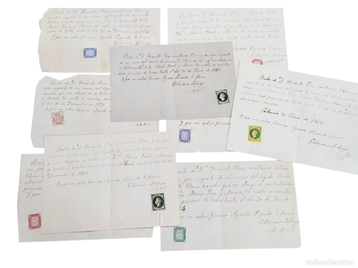 Manuscritos antiguos: Lote de Documentos Hist&oacute;ricos y Sellos Fiscales (Valencia, 1862-1877) - Legado Isach Morera - MAR&Iacute;A