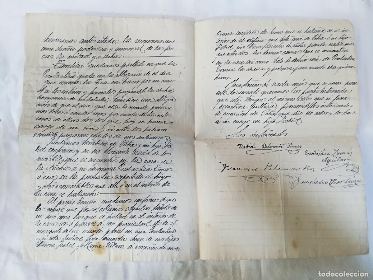 Manuscritos antiguos: ANTIGUO DOCUMENTO: REPARTO DE HERENCIA DE MAR&Iacute;A AGUILAR . CHAMORROS 1916