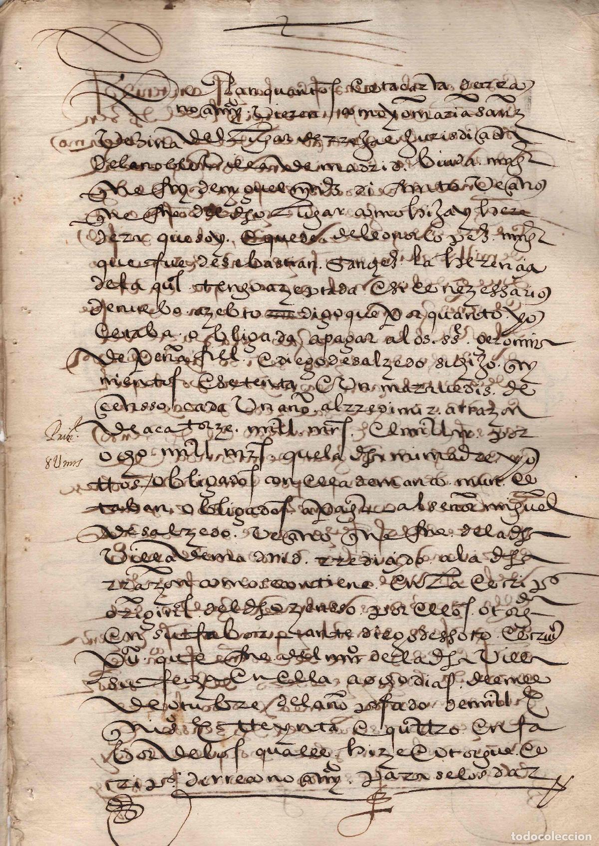 Manuscritos antiguos: RENOVACION DE CENSO A FAVOR DE FRANCISCO DE MIRANDA, LUGAR DE REJAS. MADRID. A&Ntilde;O 1586