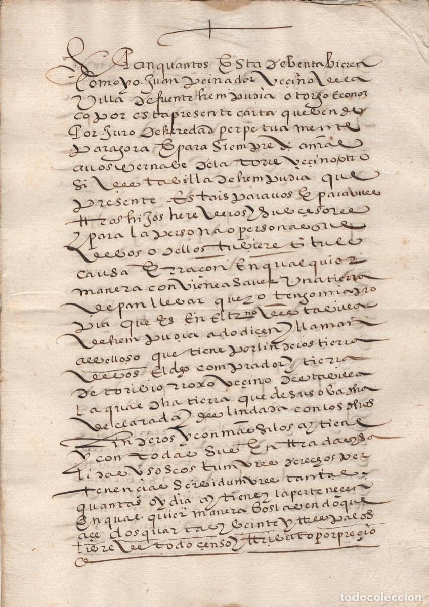 Manuscritos antiguos: VENTA DE TIERRA A BERNABE DE LA TORRE. ANDALUCIA. A&Ntilde;O 1594