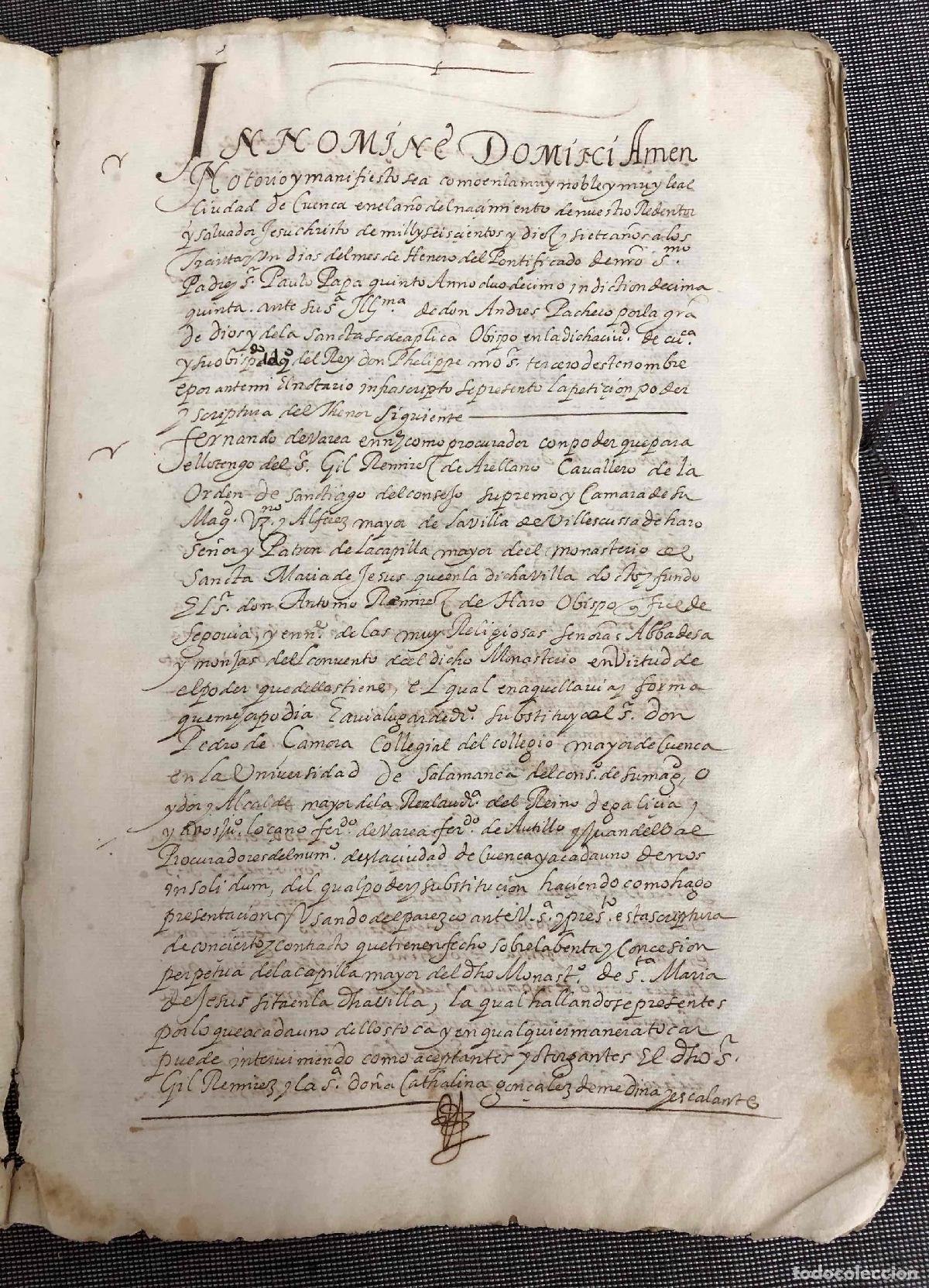 Manuscritos antiguos: CONTRATO DE VENTA ENTRE VECINOS DE VILLAESCUSA DE HARO, CUENCA Y CONVENTO SANTA CRUZ. A&Ntilde;O 1617